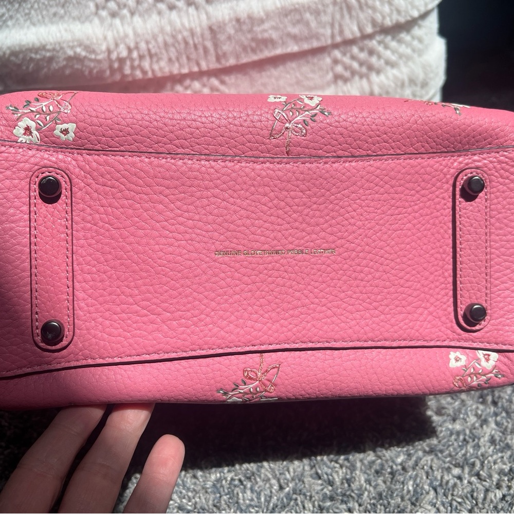 New with tags Coach Pink Satchel with Floral Accents - Picture 5 of 16